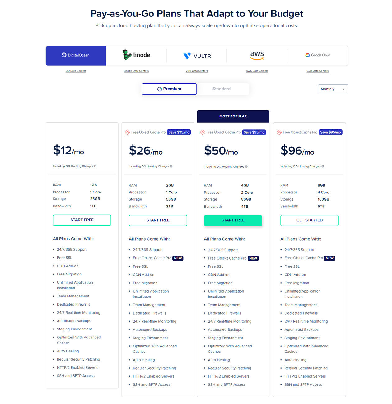 Cloudways hosting Pricing