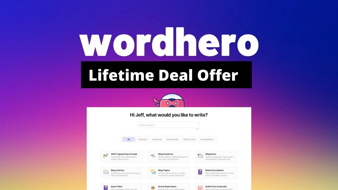 wordhero ai content writer lifetime deal offer